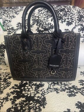 True Religion Black Satchel with Contrast Stitching